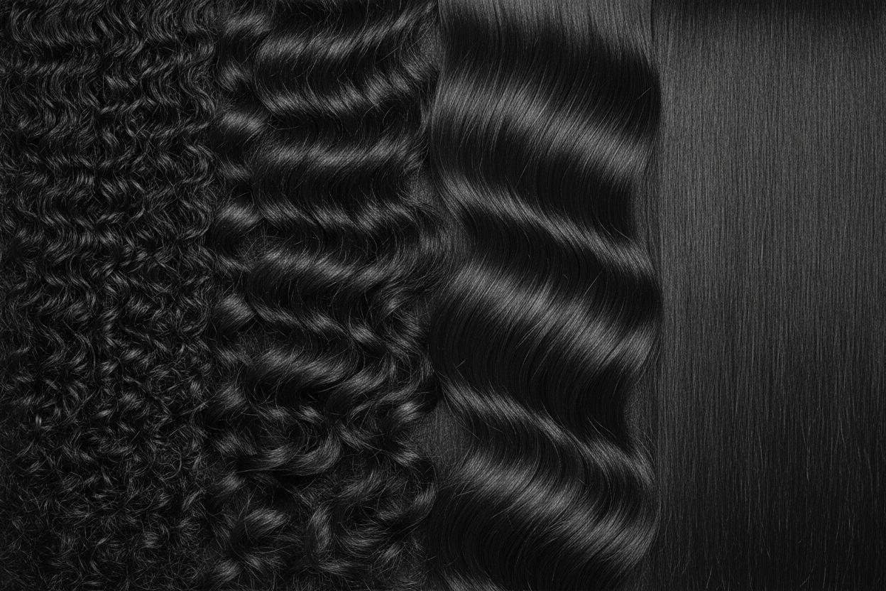 Natural black hair textures close up